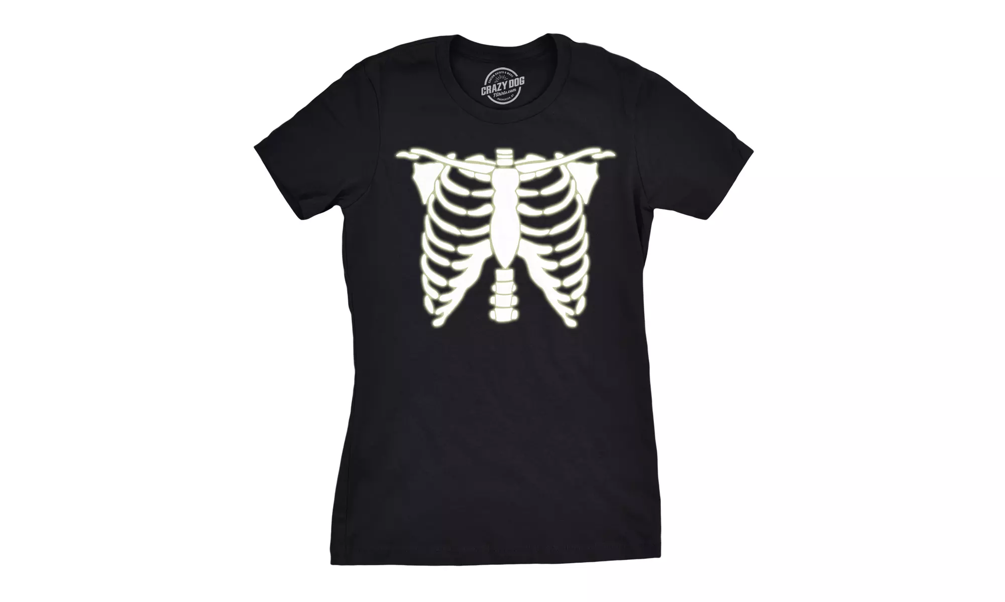Womens Glowing Skeleton Tshirt Rib Cage Cool Halloween Glow In The Dark Tee - Primary Image