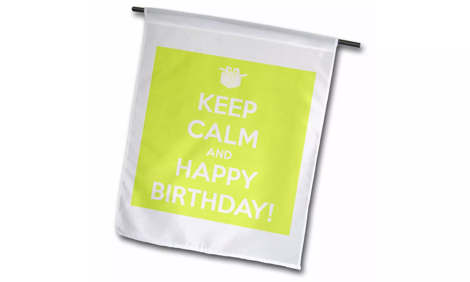  Garden Flag Keep calm and happy birthday, Lime Green - 12 by 18-inches  - Primary Image