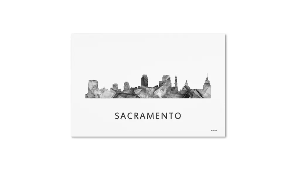 Marlene Watson 'Sacramento California Skyline WB-BW' Canvas Art - Primary Image