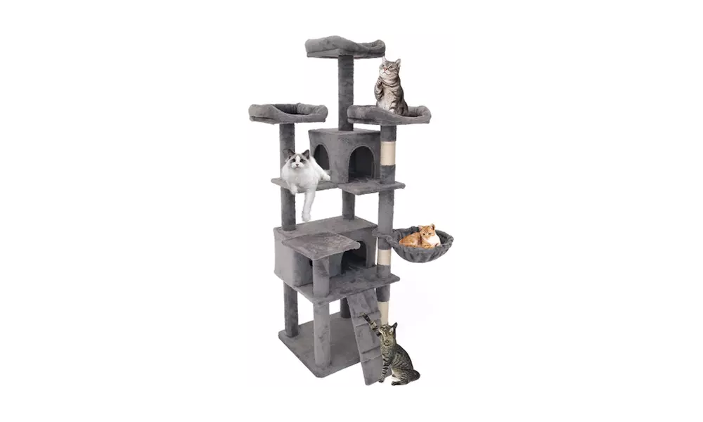180cm Large Cat Tree for Indoor Cats, Multi-Level Cat Tower Cat Scratching Post