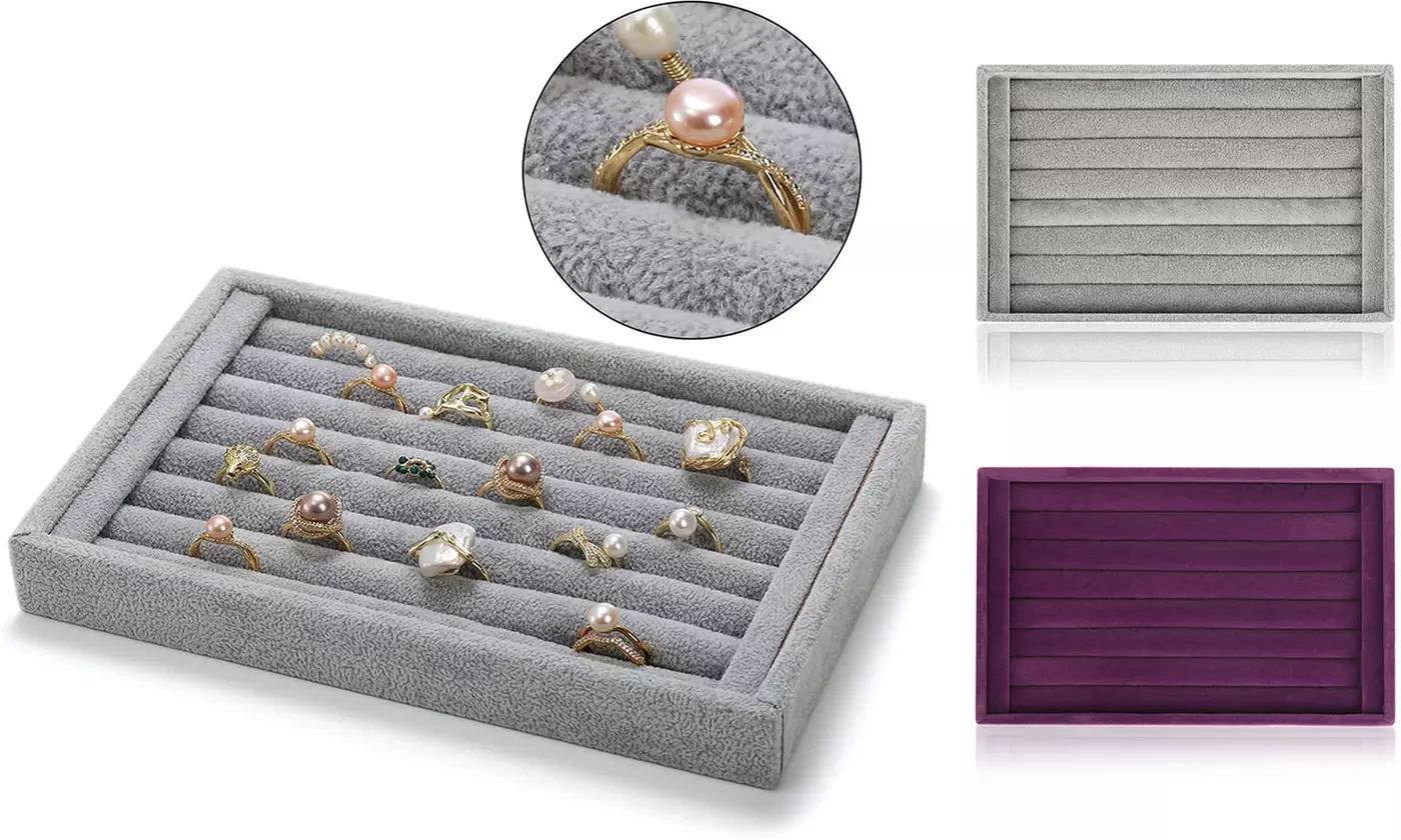 7 Slot Velvet Jewelry Organizer Tray (Multiple Options) 