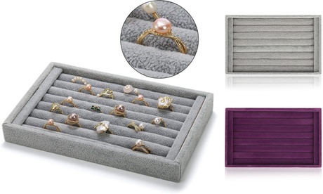 7 Slot Velvet Jewelry Organizer Tray (Multiple Options) Purple