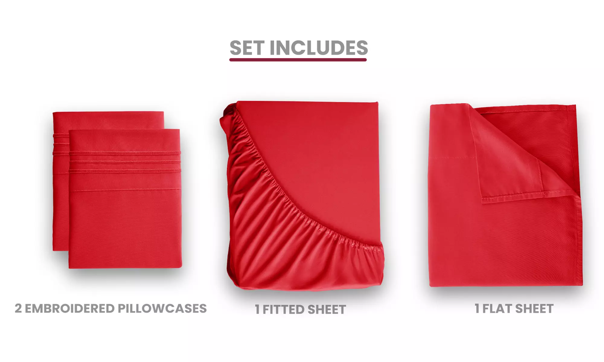 Lux Decor 4Pc Deep Pocket Sheet Set With Embroidered Pillowcases & Giftable Bag