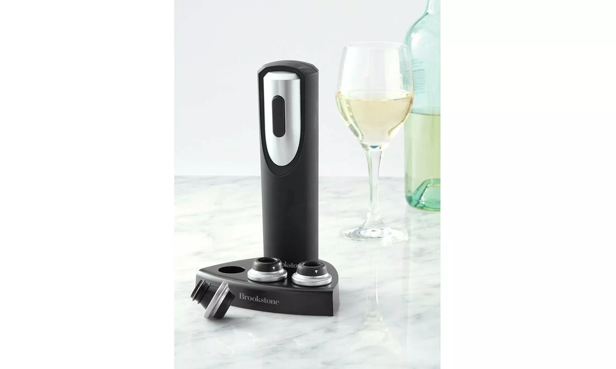 Brookstone Automatic Wine Preserver Set 3 stoppers with Date Indicators & Stand - Second Medium