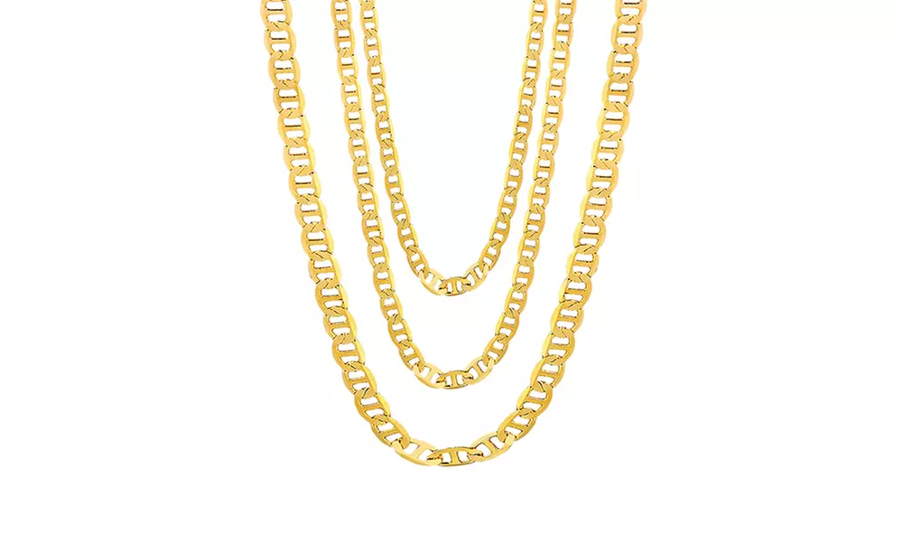 18K Gold Plating Flat Marina Chain Necklaces by Sevil - Primary Image
