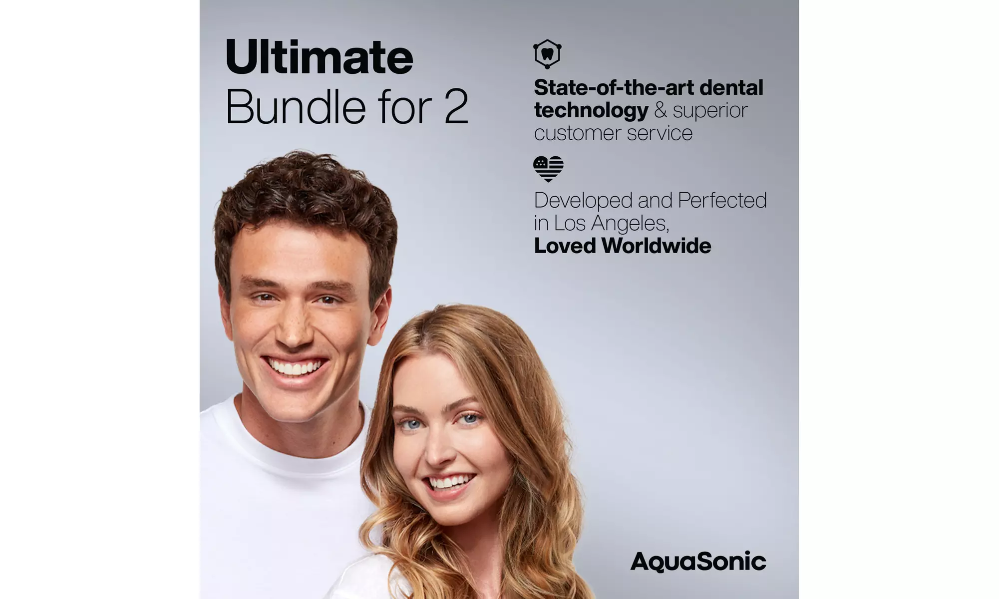 AquaSonic DUO Dual Ultrasonic Toothbrushes with 10 Brush Heads & 2 Travel Cases - Second Medium