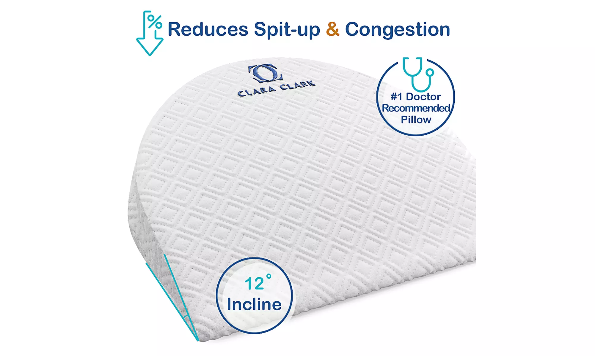 Clara Clark Memory Foam Crib & Bassinet Wedge & Bed Rail Pillow w/ Cotton Cover 