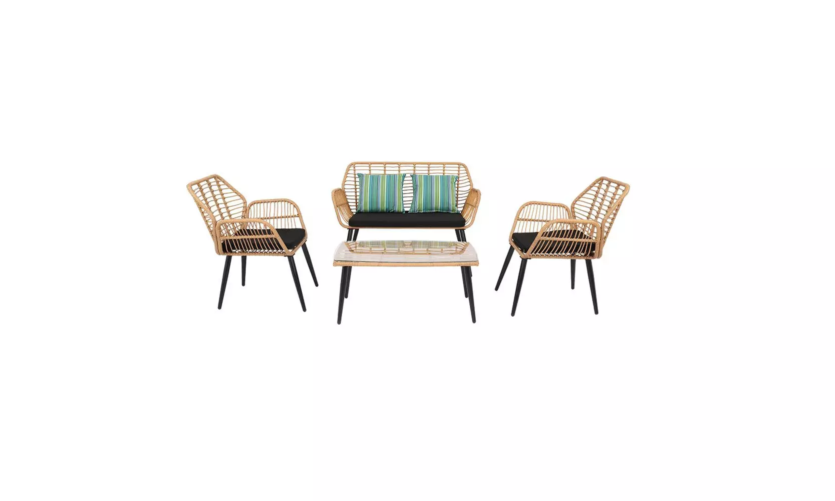 4-Piece Outdoor Patio Furniture Sets Sectional Sofa Wicker Conversation Set - Second Medium