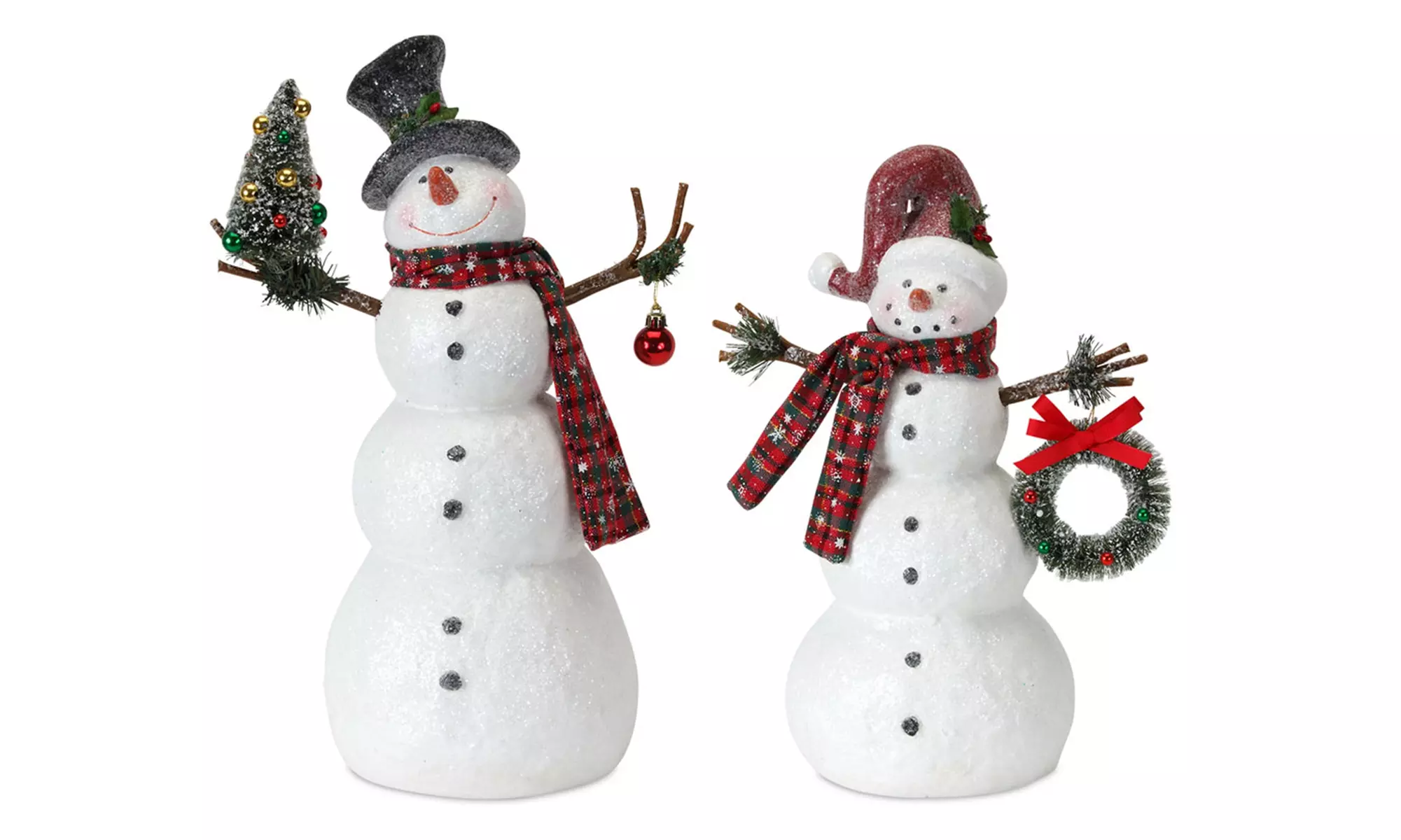 Snowman (Set of 2) 15"H, 17.5"H Paper Pulp - Second Medium