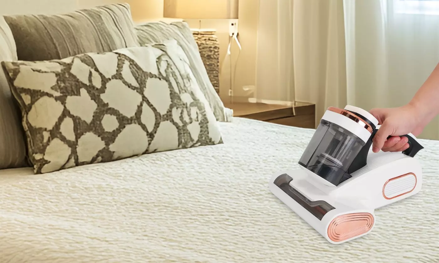 NewHome Cordless Bed Vacuum with UV-C Sanitization and Double-Cup Filtration