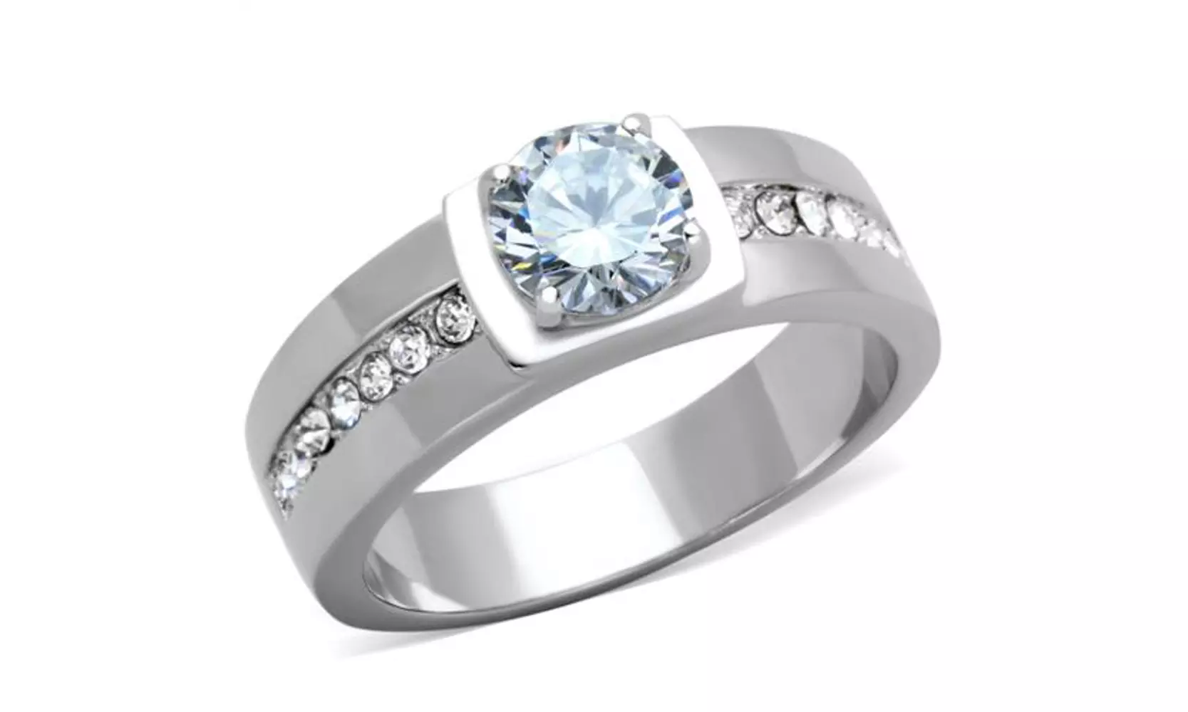 Men's 1.75 Ct Round Cut Cubic Zirconia Stainless Steel Fashion Ring - Primary Image