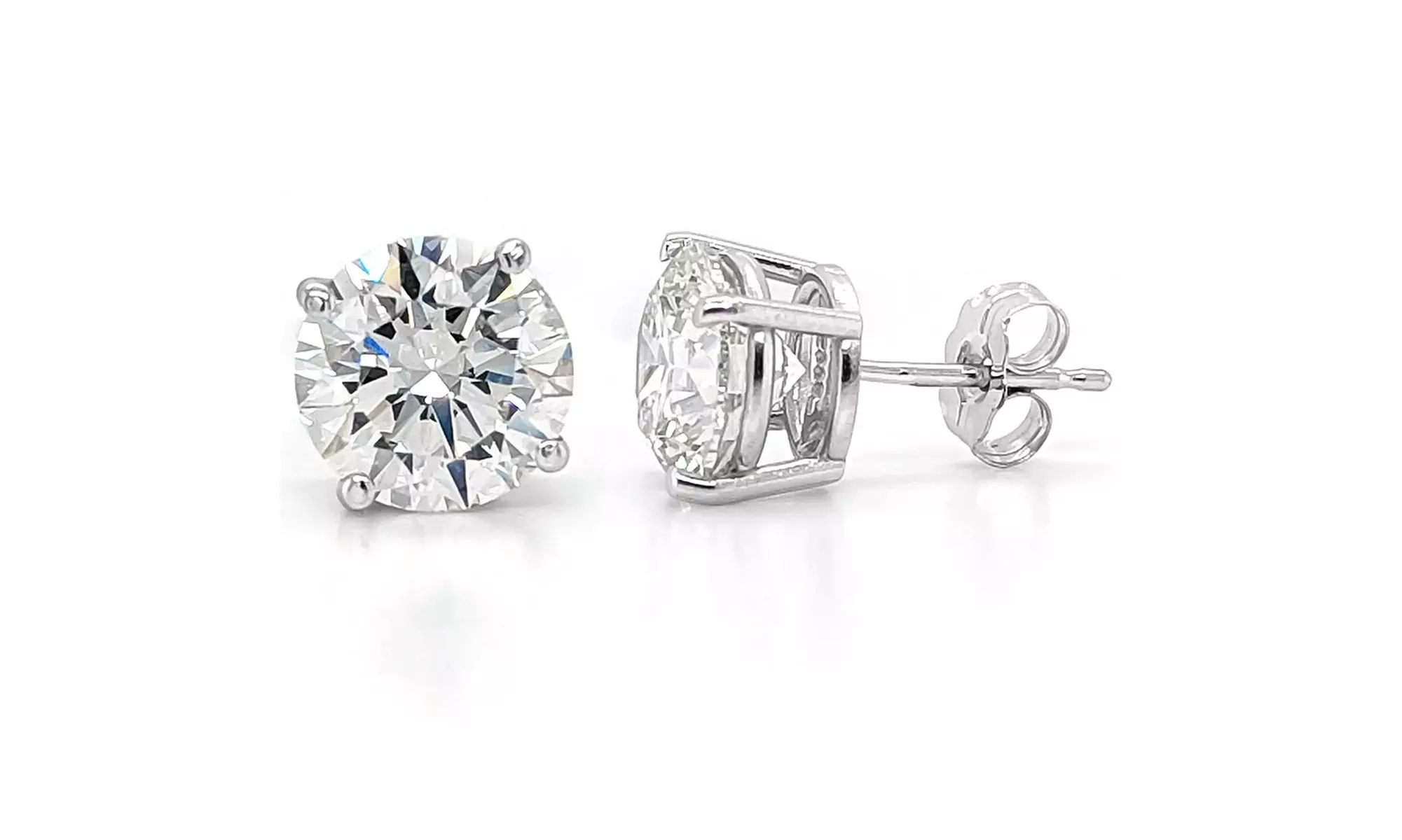 Paris Jewelry 14K White Gold Plated 4.5 Carat Cubic Zirconia Stud Earrings - Primary Image
