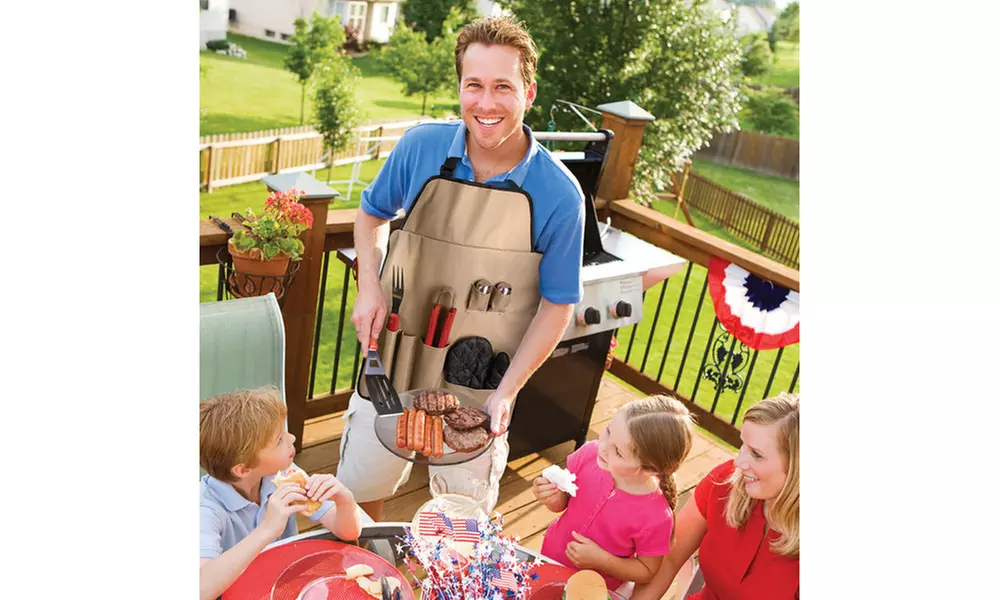 7-Piece BBQ Apron and Utensil Set - Primary Image