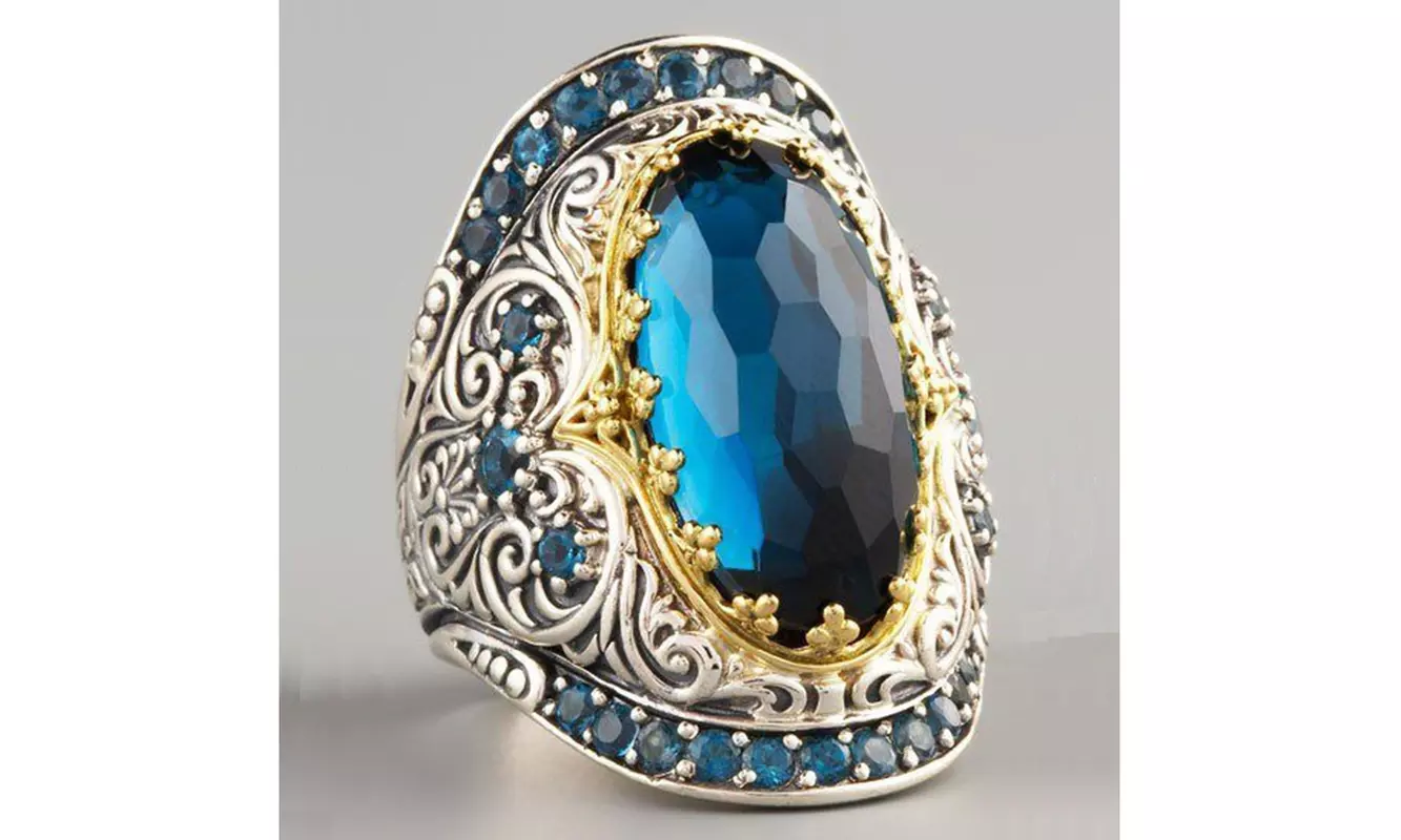 Exquisite 925 Sterling Silver Natural Gemstone Blue Sapphire Ring  - Second Medium