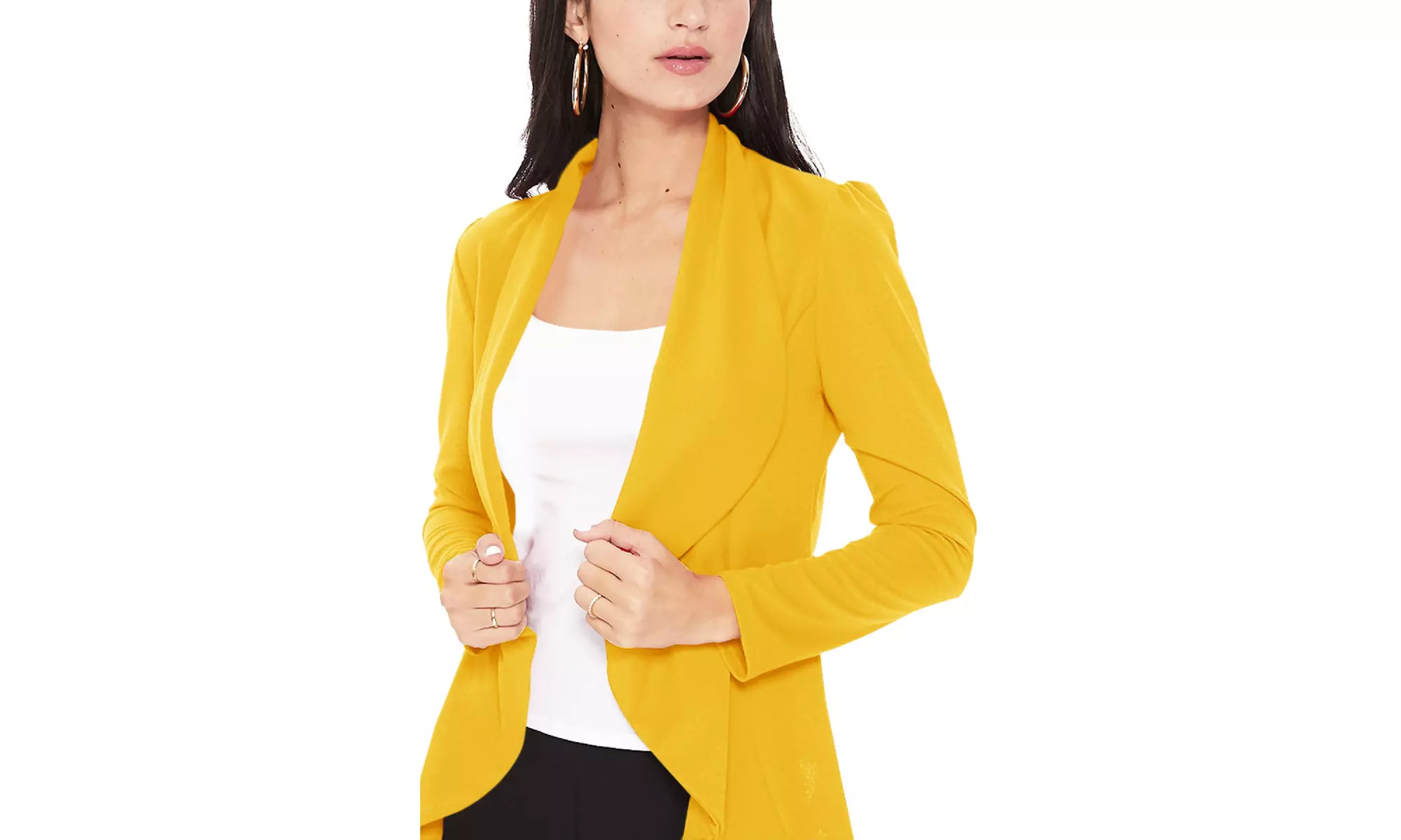 Casual Long Sleeves Open Front Office Wear Solid Blazer Jacket S-3XL