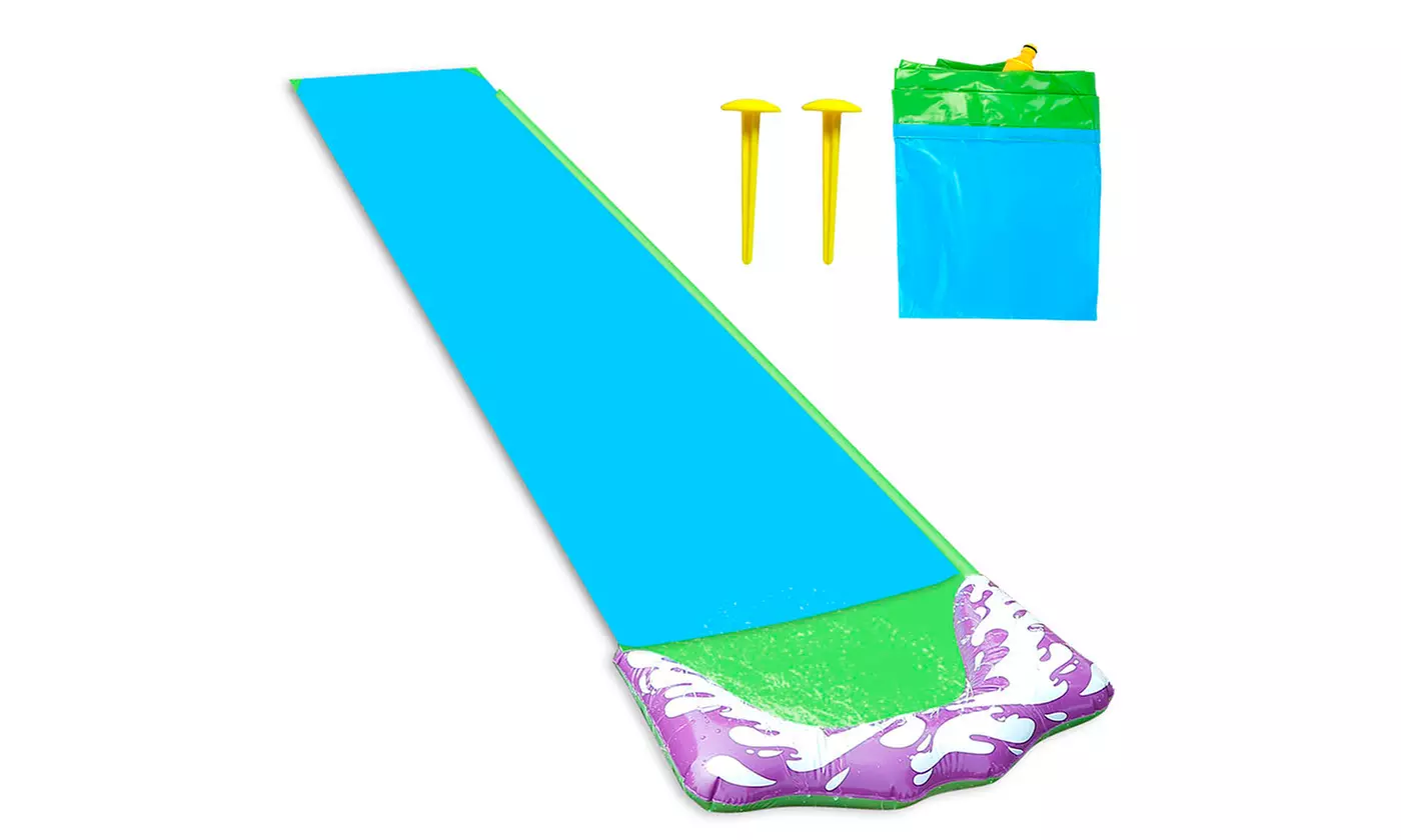 CoolWorld Kids 15.7FT Single Track Water Slide w/ Splash Sprinkler & Crash Pad - Second Medium