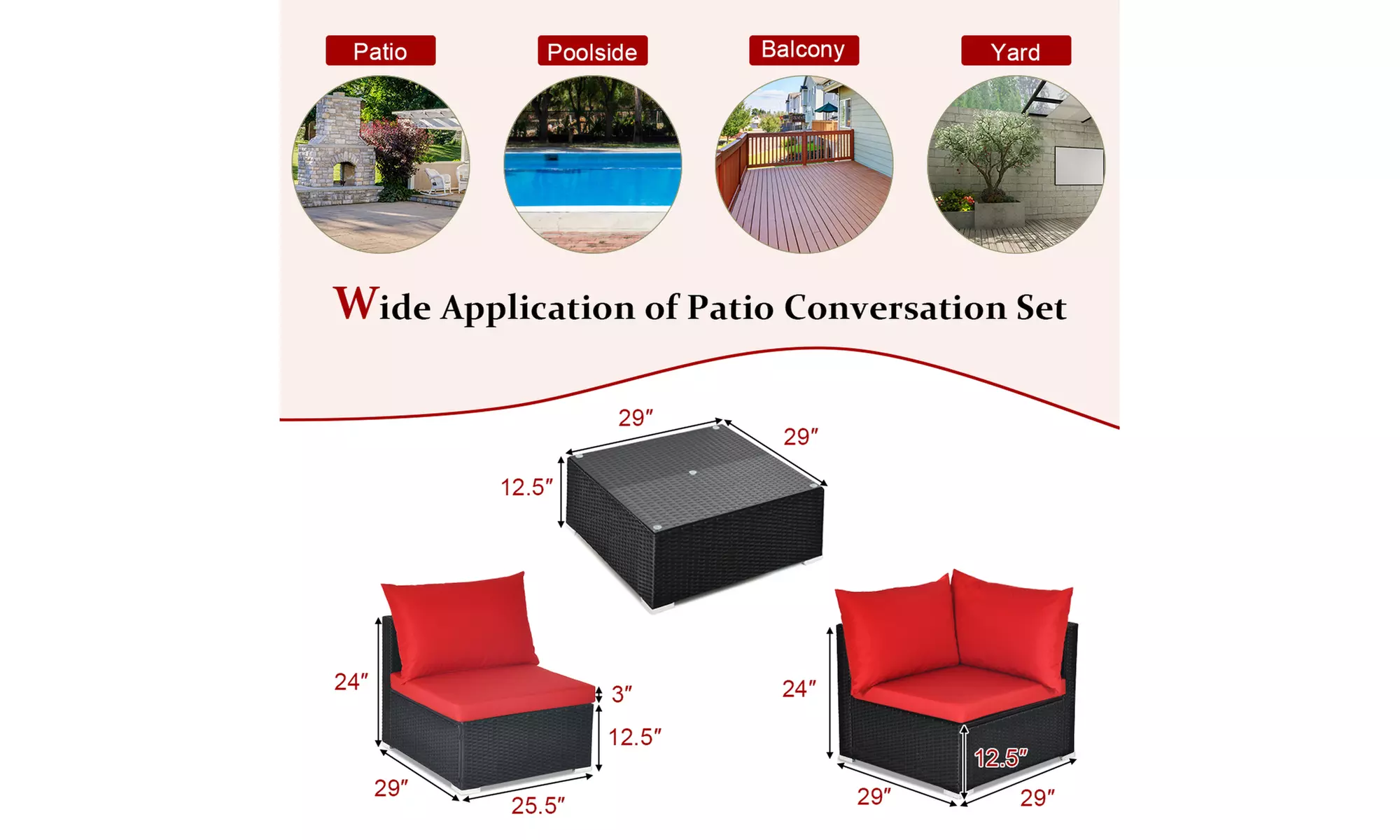 Costway 7PCS Patio Rattan Sofa Set Sectional Conversation Furniture Set Garden