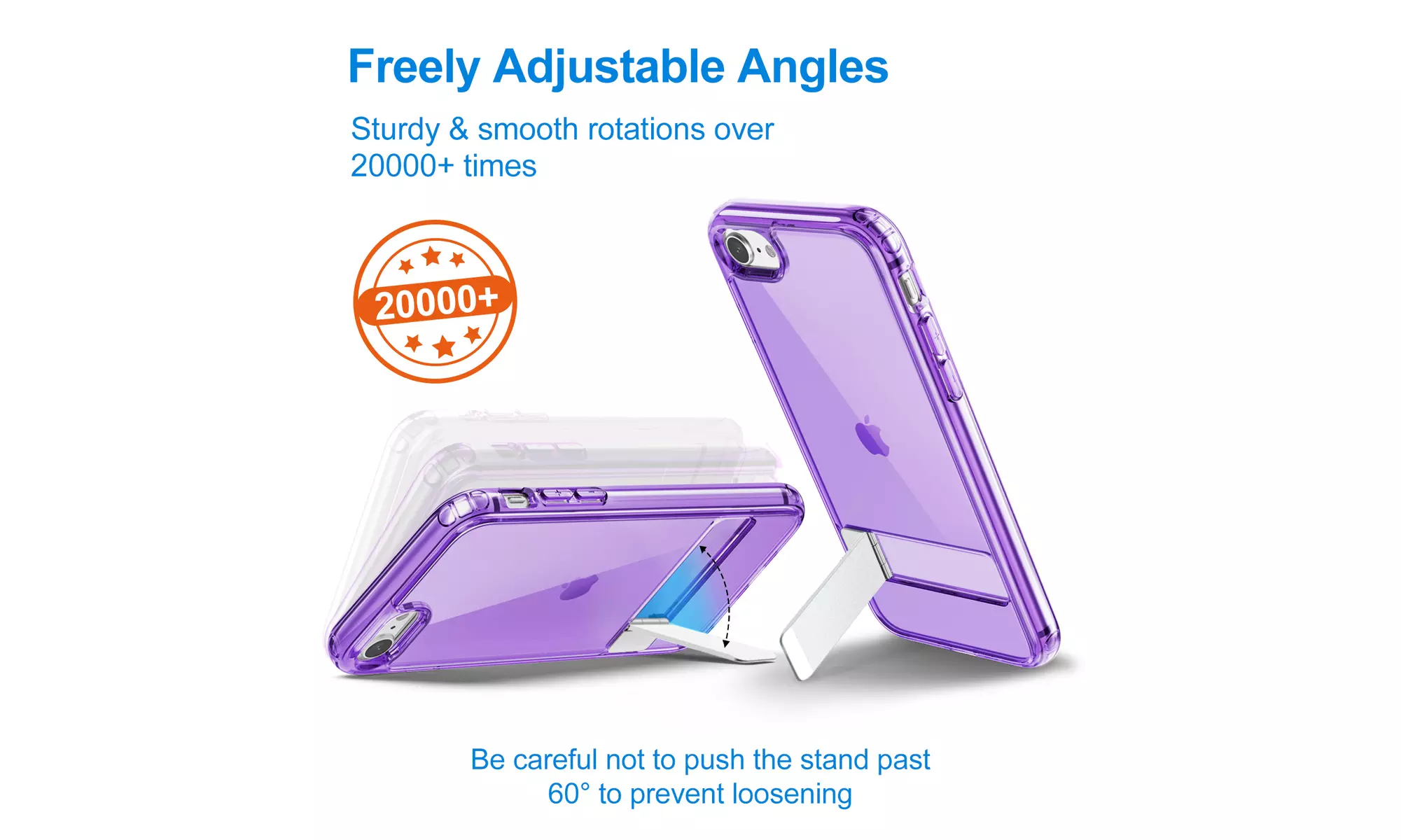 3-Way Metal Kickstand Case for Apple iPhone SE 3/2, iPhone 8/7, Bumper Cover