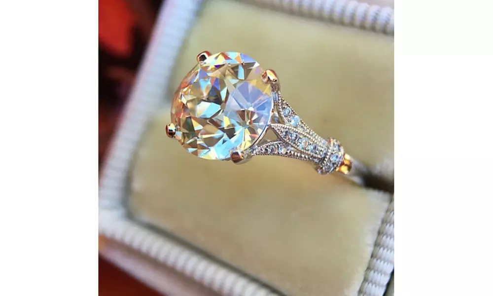 18K White Gold 3Ct Round Moissanite Solitaire Engagement Ring  - Primary Image