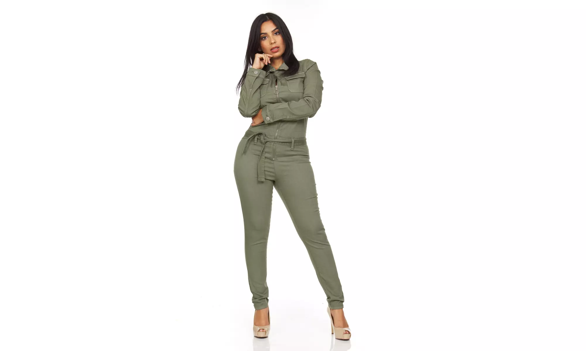 Smart Jeans Jumpsuit for Women Denim Sleeveless Skinny Fit Juniors or Plus - Primary Image