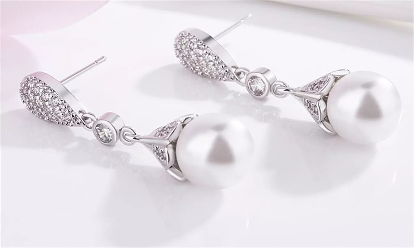 Crystal Dangle Earrings Pearl Drop Earring Jewelry