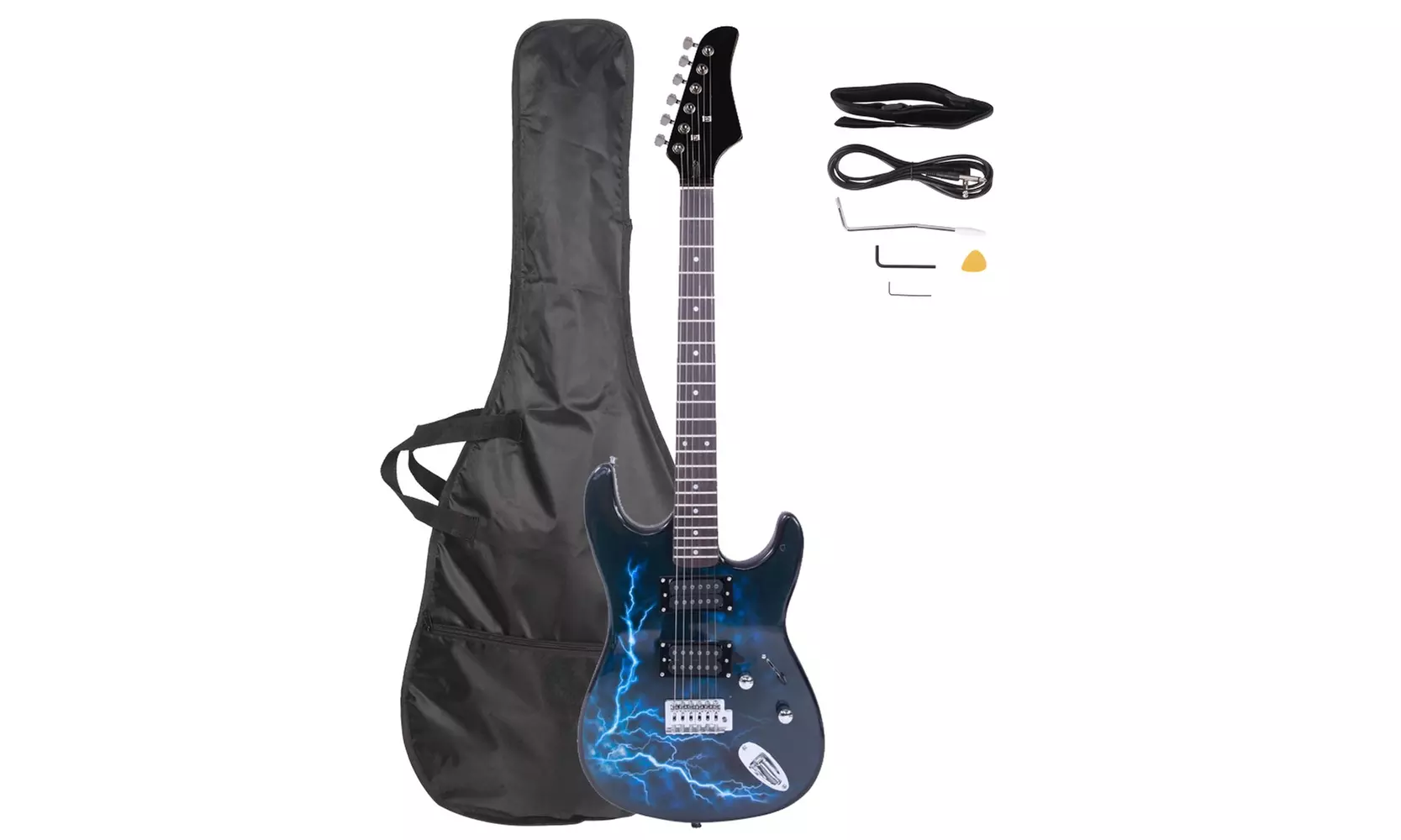 Glarry Electric Guitar GST-E Double Pickup Bag Strap Paddle Rocker - Primary Image
