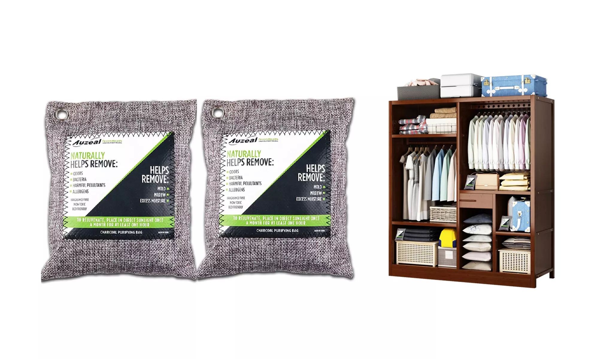 Bamboo Charcoal Bags Air Purifying Activated Charcoal Odor Absorber for Home - Primary Image