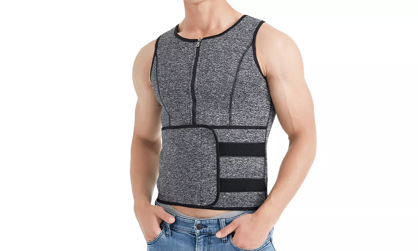 US Men's Sauna Thermo Sweat Waist Trainer Top Vest Suit Body Shaper Belt Corset