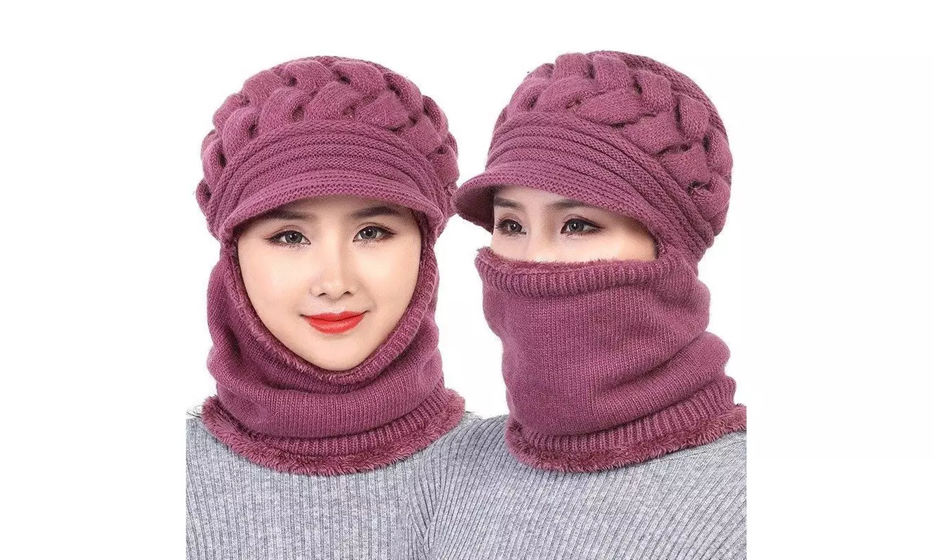 Women's Winter Woolen Hat Plus Velvet Thickening Warm Windproof Cycling Hat - Primary Image