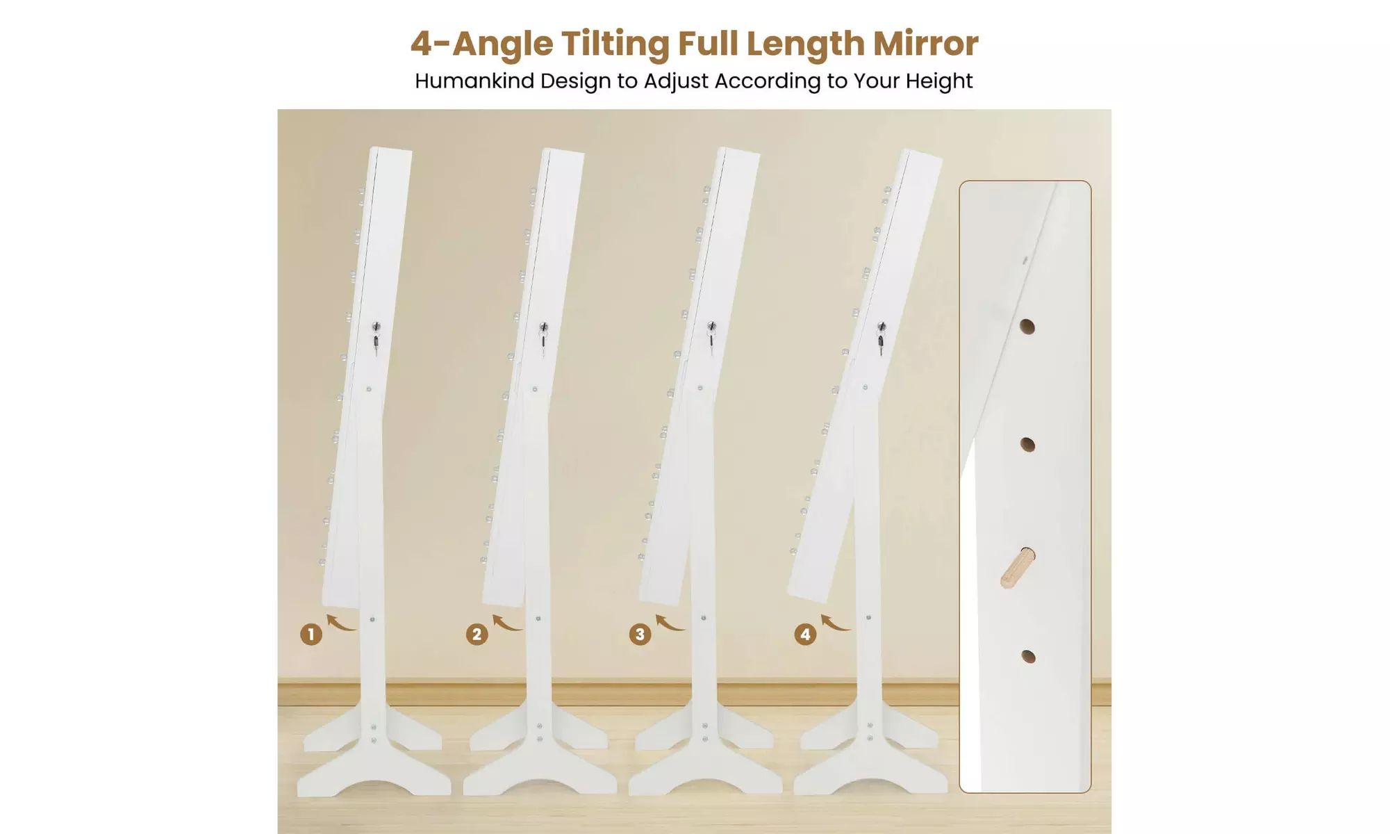 Costway Full-Length LED Mirror Jewelry Cabinet with 20 LED Lights