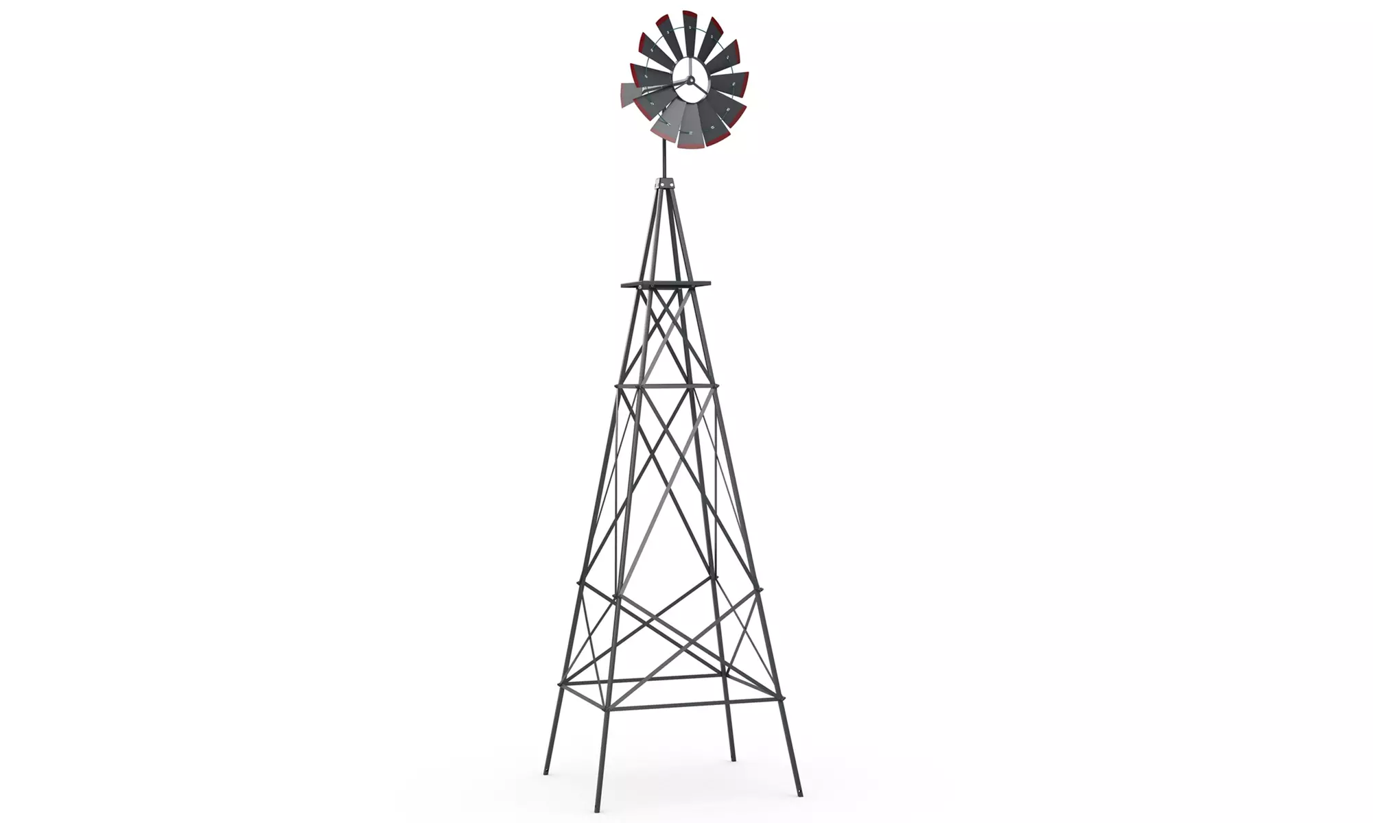 Costway 8Ft Tall Windmill Ornamental Wind Wheel Silver Garden Weather Vane