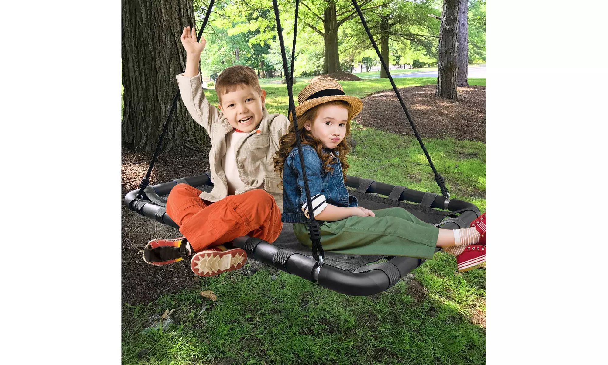 Sorbus Kids Rectangular Mat Swing Platform for Backyard Playground (40" & 30") - Primary Image