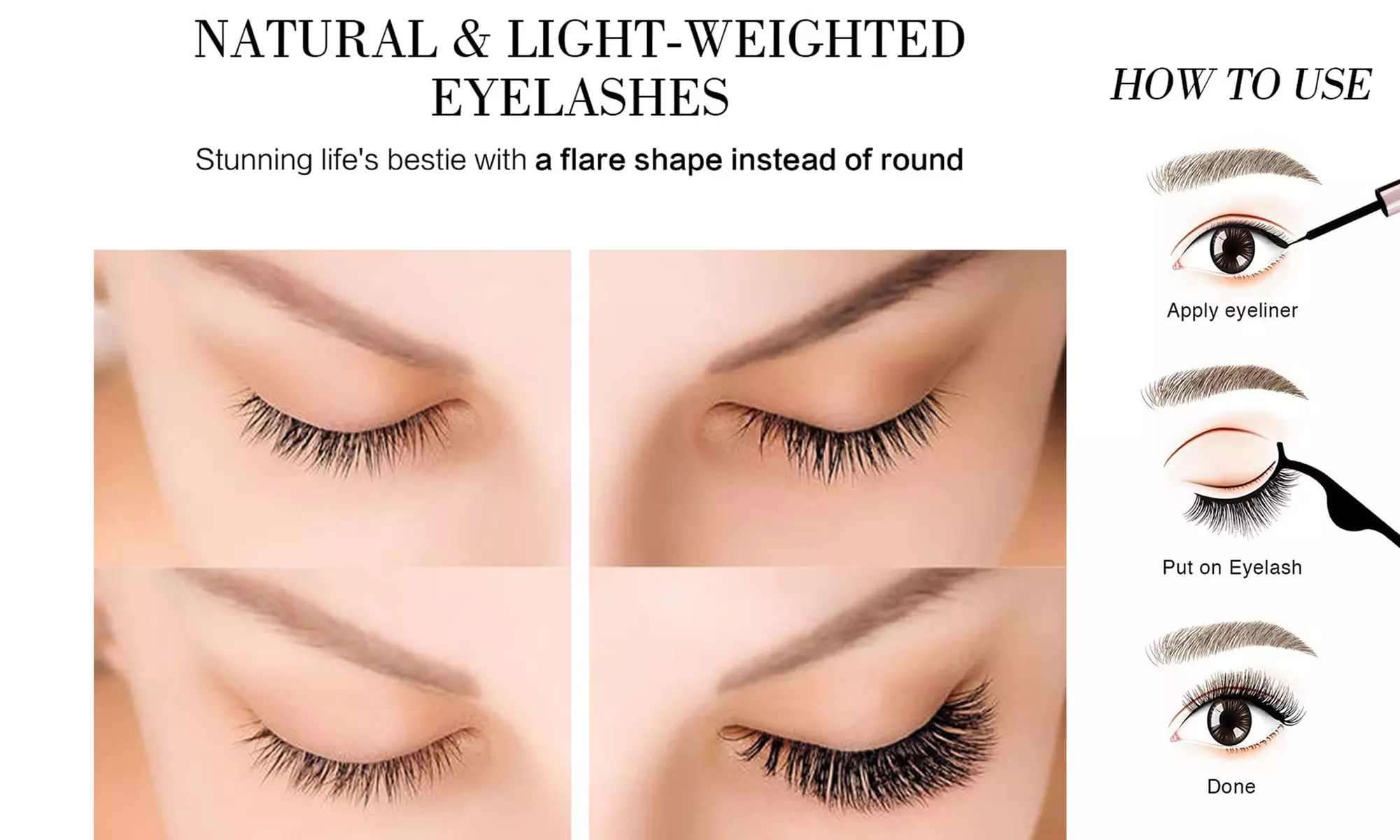 False Eyelashes 5/10Pairs Reusable Magnetic Eyelashes & 2/4Pcs Magnetic Eyeliner