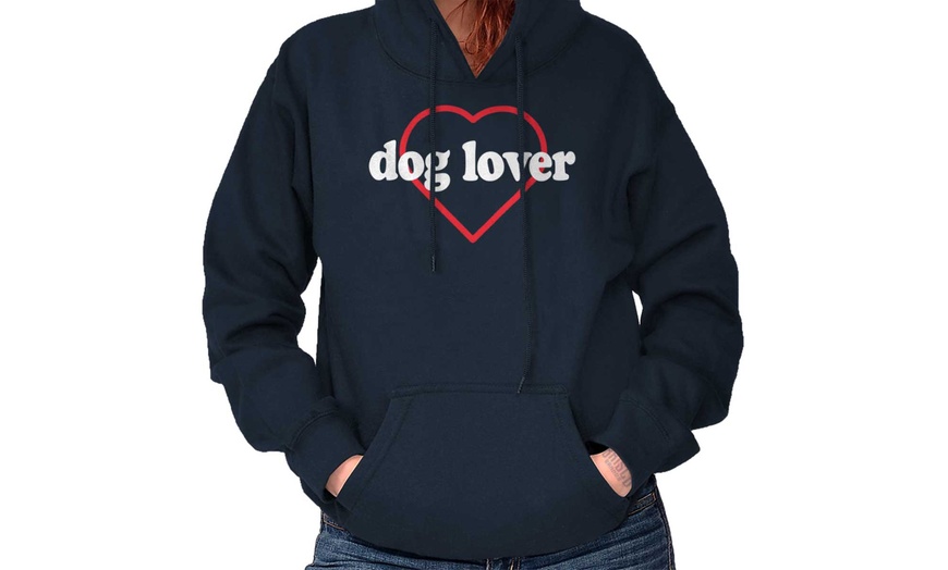 Image 1: Cute Dog Lover Heart Pet Lady Animal Owner Hoodie Sweatshirt