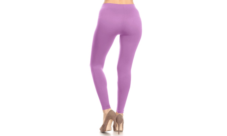 Image 39: Plus size,Solid Color Basic Soft Comfy Elastic Waistband High Waist Leggings