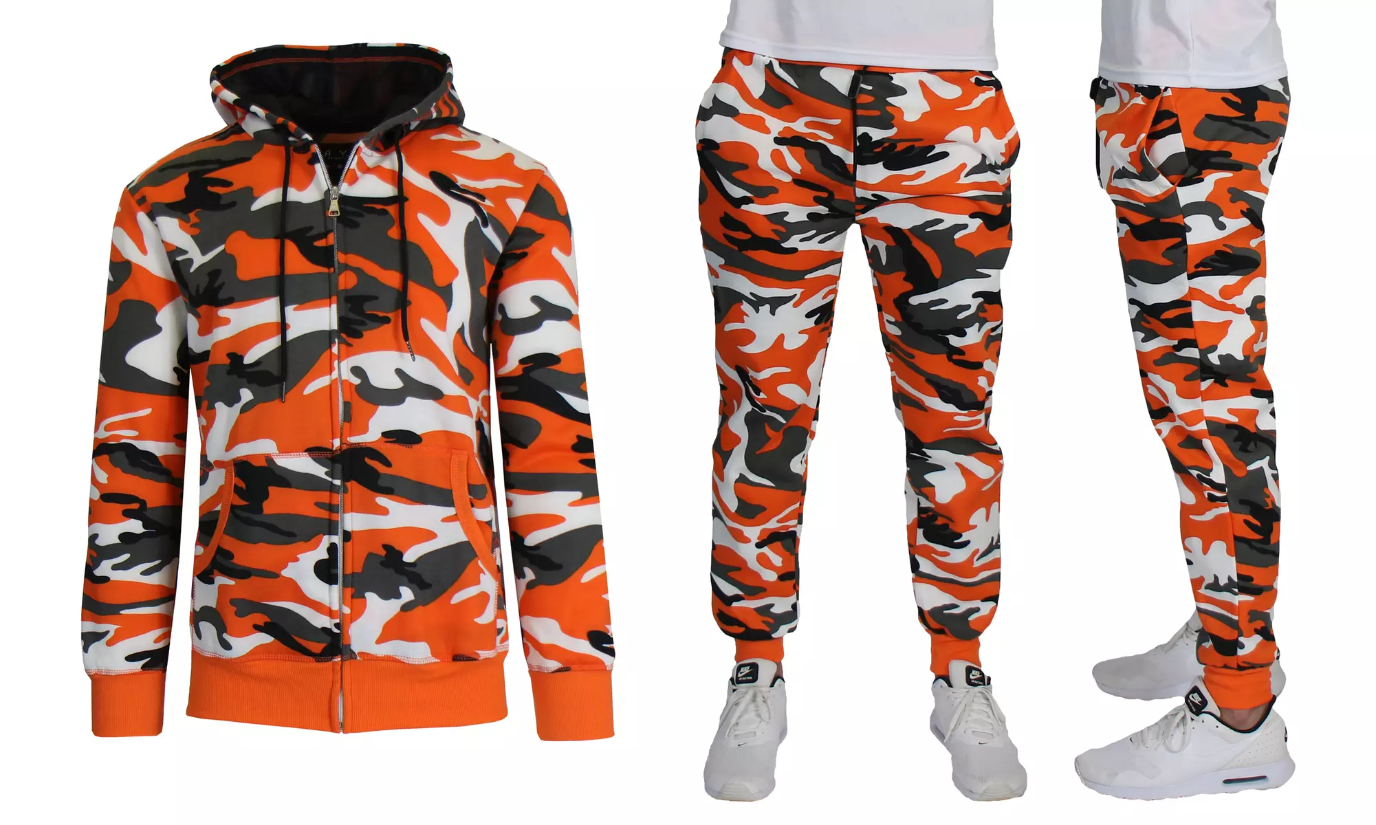 Men's Fleece-Lined Full-Zip Hoodie & Jogger 2-Piece Set (Multiple Styles) S-2XL