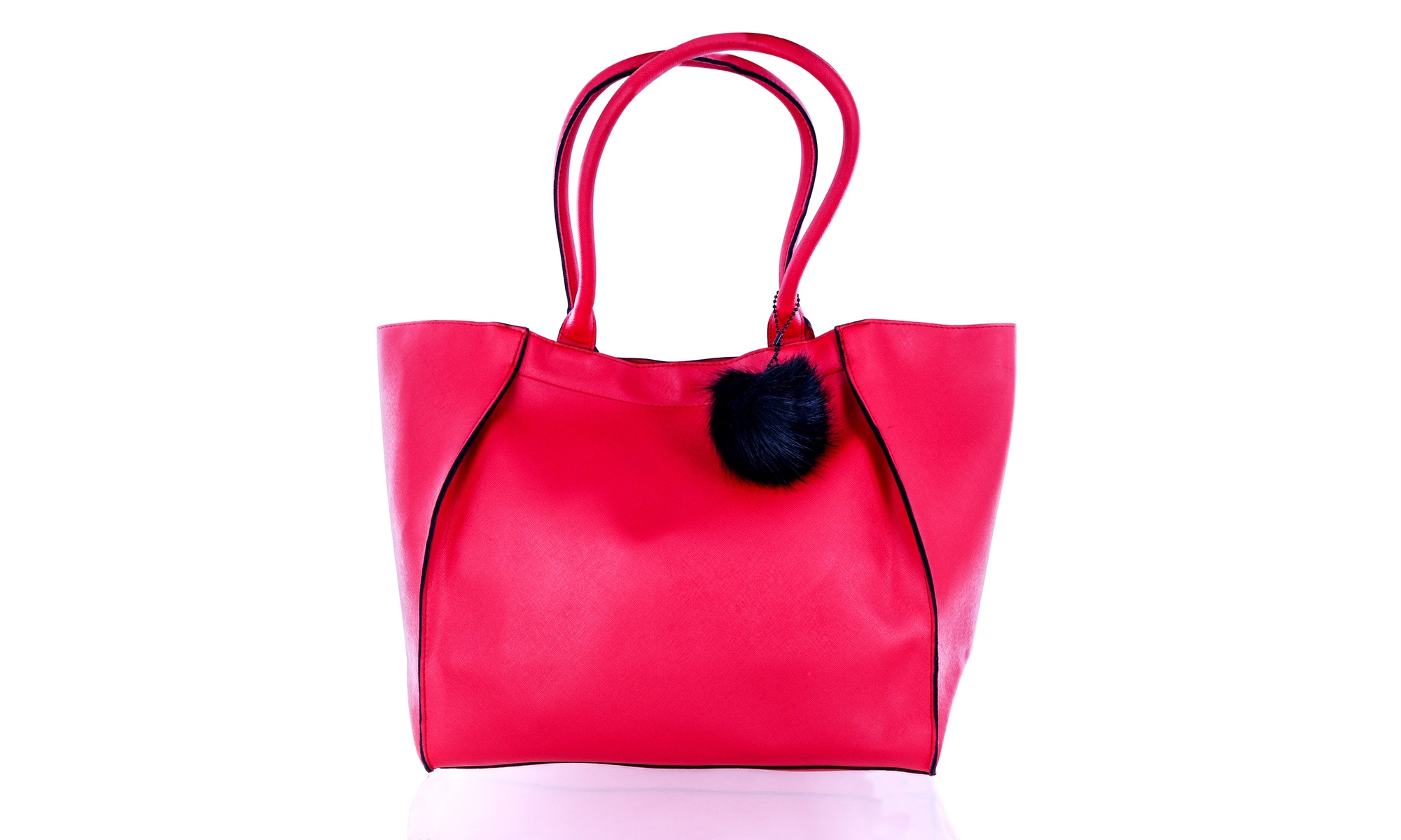 Elizabeth Arden Red Tote Bag (Includes Acrylic Faux Fur Pom Pom Keychain)
