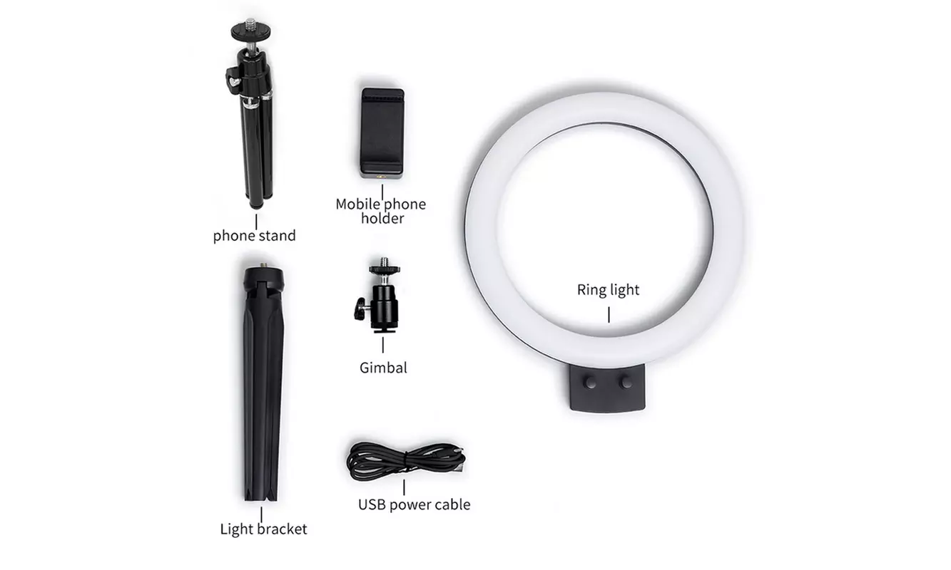 9" LED Dimmable Makeup Selfie Video Shooting Ring Light w/ Tabletop Tripod - Second Medium