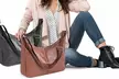 Women PU Leather Tote Slouchy Shoulder Hobo Bags - Second Medium
