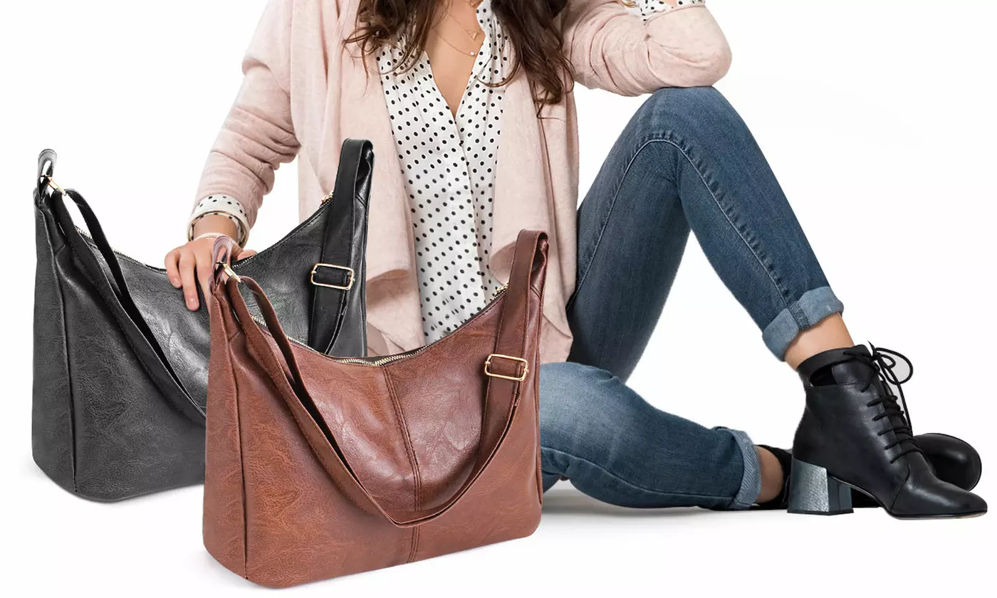 Women PU Leather Tote Slouchy Shoulder Hobo Bags