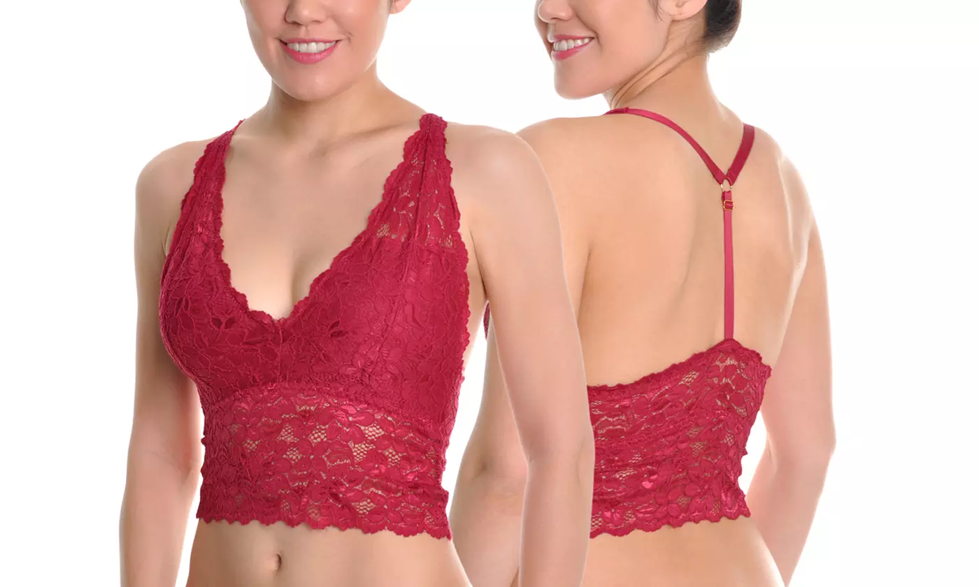 Wire-free Lace Longline Bralette with Adjustable Y-Strap - Primary Image