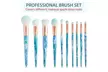 Zodaca 10-Piece Professional Cosmetics Makeup Brush Set - Jade Blue - Second Medium
