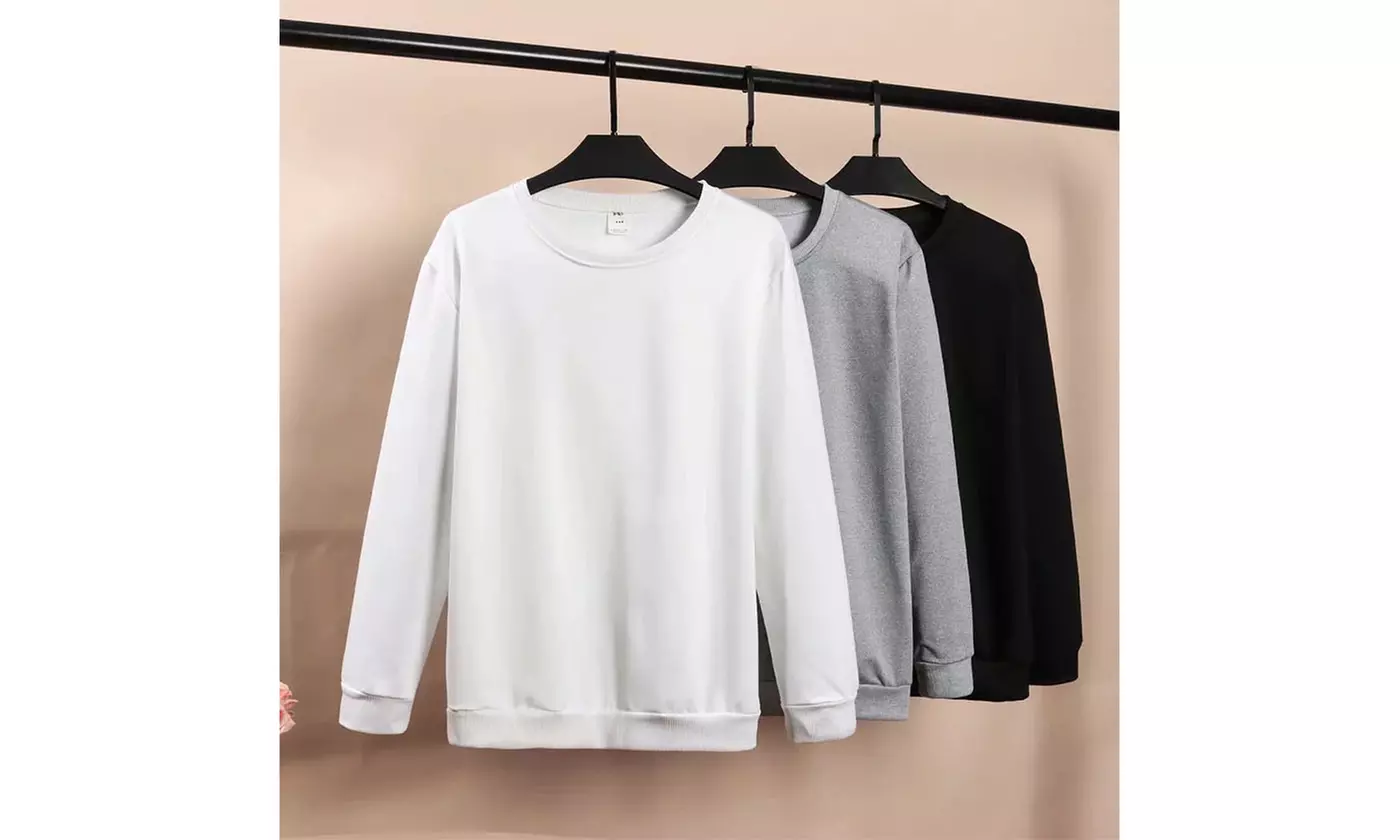 Men's Long Sleeves Crew Neck Fleece Lined Pullover Sweatshirt 