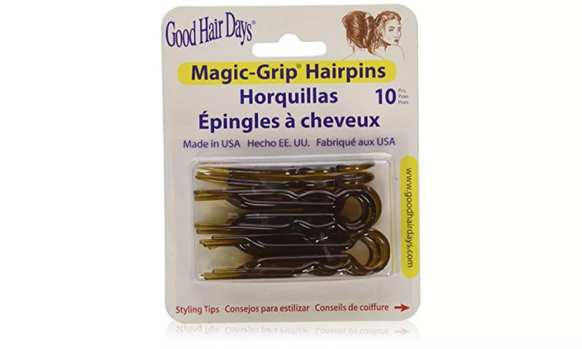Magic-Grip Hair Pins Set of 10 by Good Hair Days Color: Shell - Second Medium