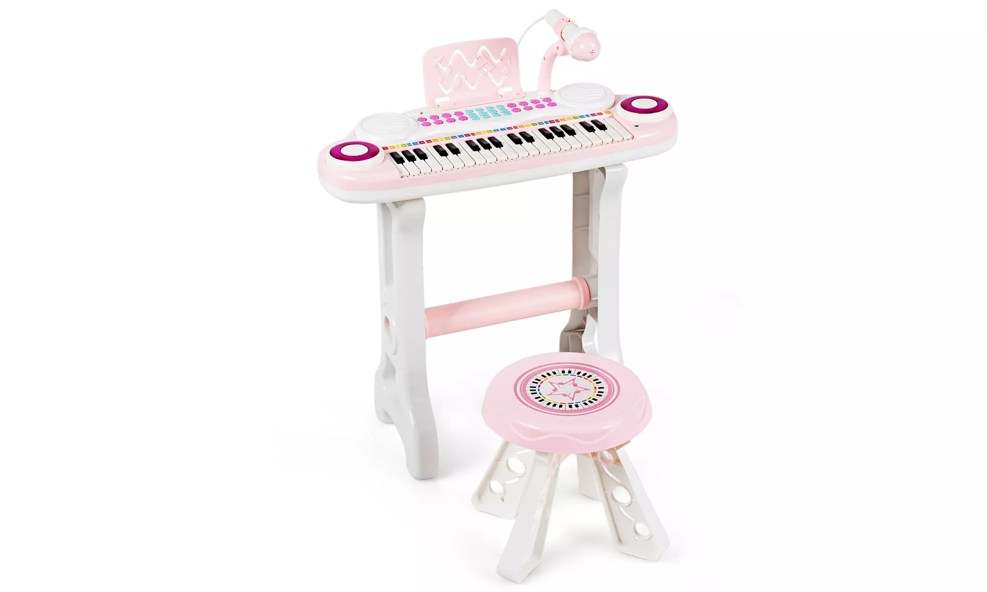 Costway 37-Key Kids Piano Keyboard Playset Electronic Organ Light BluePink - Primary Image