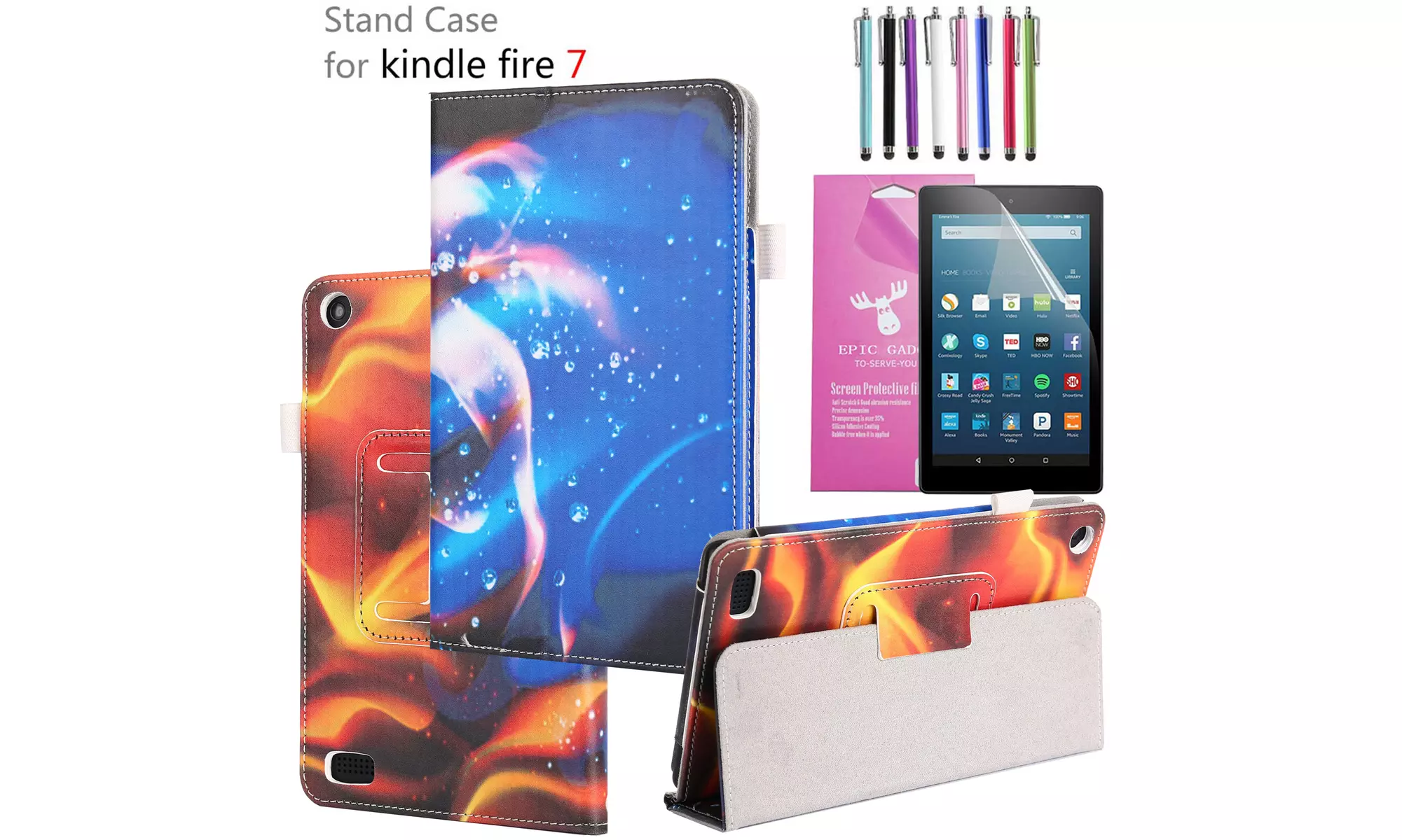 Lightweight PU Leather Case Cover For Amazon Fire 7 (2019/2017 Released) - Second Medium
