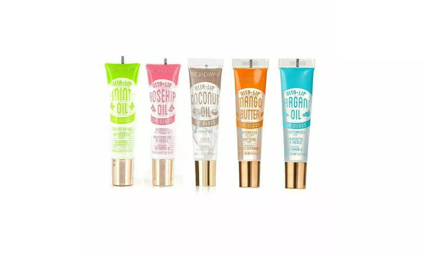 Broadway Vita Lip Gloss Clear Mint Rosehip Coconut Argan Mango Butter Oil 5PCS - Primary Image