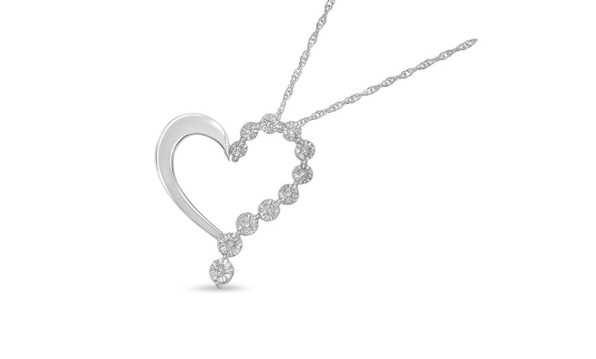 Image 3: Sterling Silver 0.1ct TDW Diamond Heart Pendant Necklace (H-I,I2)