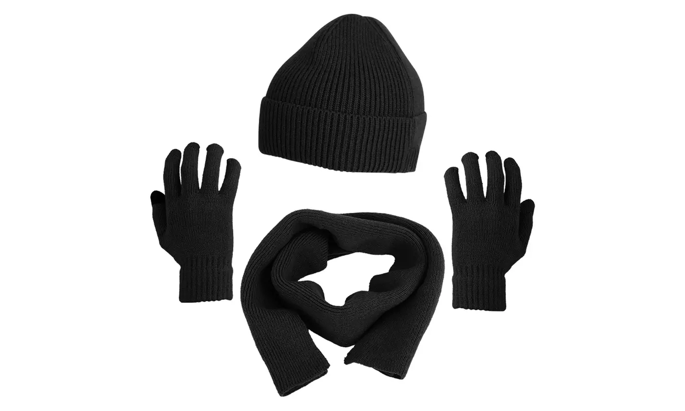 N'POLAR Winter Knitted Beanie, Warm Long Scarf, and Touchscreen Gloves Set