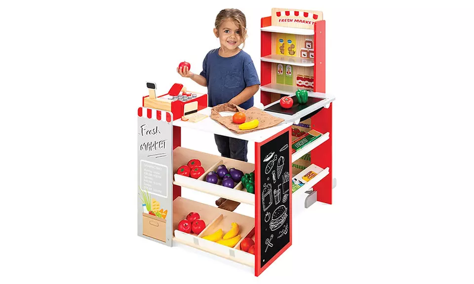 Grocery Store Wooden Supermarket Toy Set for Kids - Primary Image